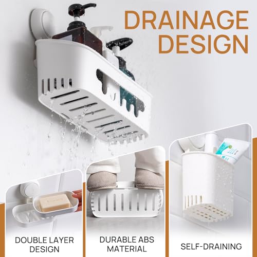 LEVERLOC Shower Caddy Suction Cup Set Shower Organizer & Soap - Image 5