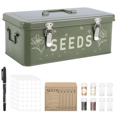 Metal Seed Storage Organizer Box with Lid & Locks, Seed - Image 2
