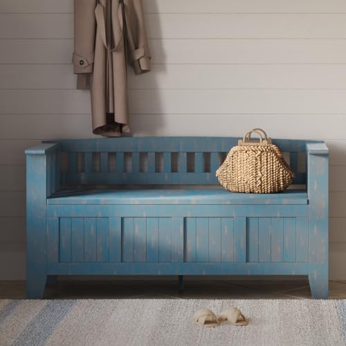 SIMPLIHOME Acadian 48" Wide Solid Wood Storage Bench - Image 3
