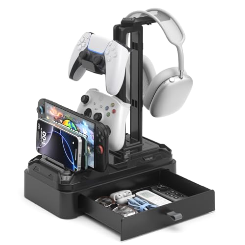 KDD Headphone Stand with Drawer - Rotatable Headset & Detachable - Image 2