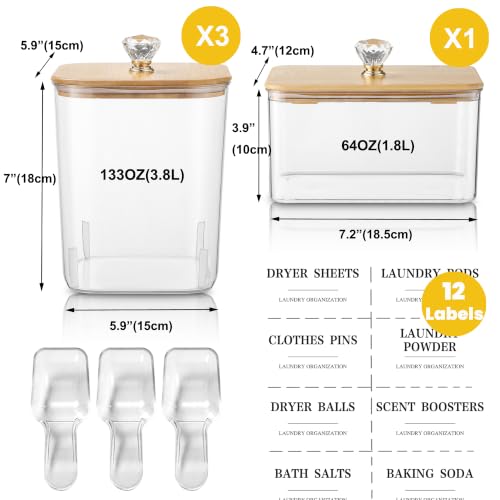 4 Pack Clear Laundry Pods Container & Dryer Sheet Holder - Image 3