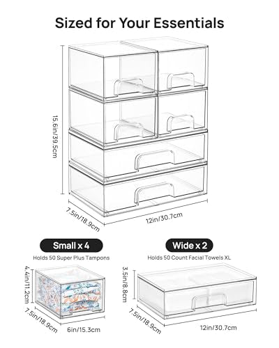 Vtopmart Stackable Storage Drawers Set of 6, Plastic Organizer - Image 3
