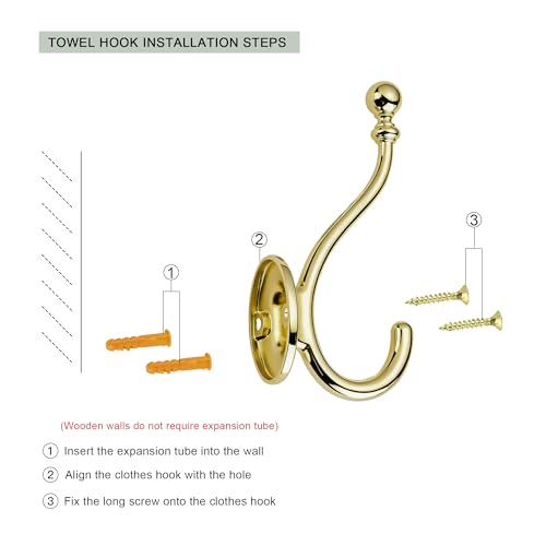 AVICCI 5 Pack Coat Hooks Champagne Bronze Coat Hook,Heavy - Image 6