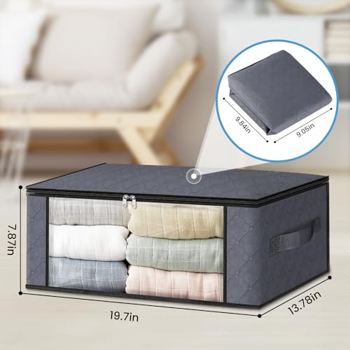 HomeHacks 3-Pack Clothes Organizer Storage Bags, 35L Storage Bins - Image 3