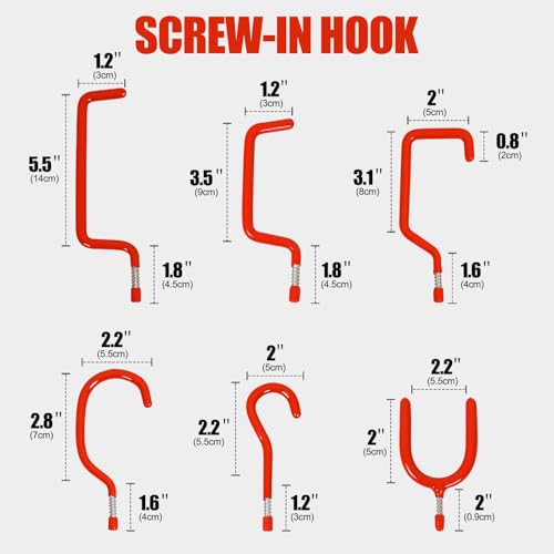 Garage Hooks Heavy Duty, 12-Pack Mixed Utility Garage Hooks - Image 4