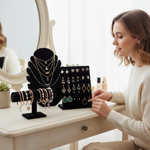 3 Pcs Black Velvet Jewelry Display Set, Necklace Bus | Storage & Organ - Image 7
