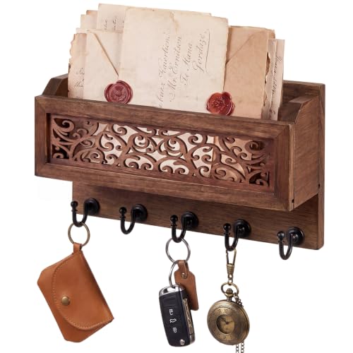 Novabright Wooden Key Rack Wall Mount with Mail Holder, 5 - Image 2