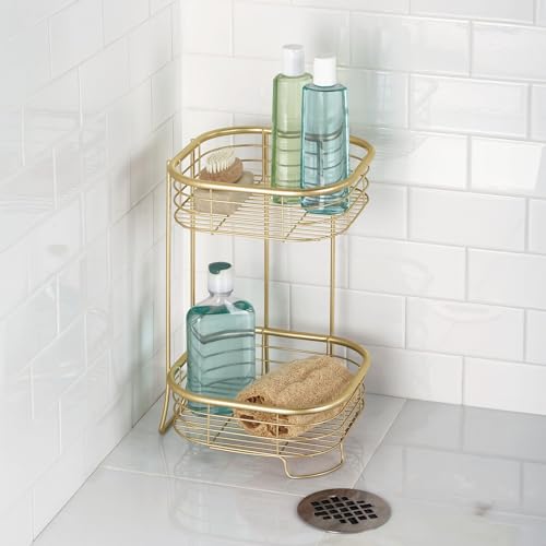 iDesign 2-Tier Square Shower Caddy Organizer, Gold - Image 4