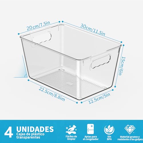 Clear Fridge Organizer Bins with Handles, 4 Pack Lar | All Products - Image 4