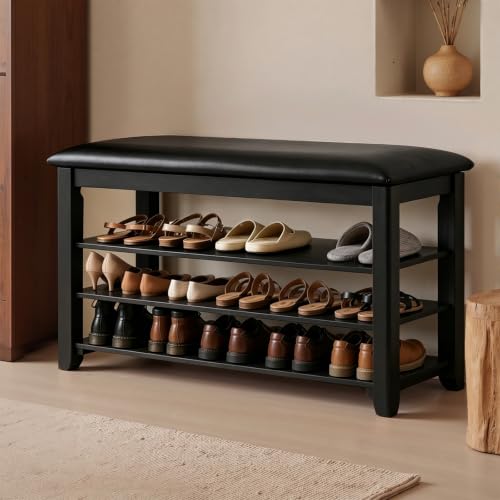 Solid Wood Shoe Rack Bench for Entryway,Entryway Bench - Image 2