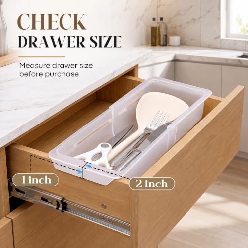 2 Pack Deep Drawer Organizer Bins, Adjustable Sliding - Image 6