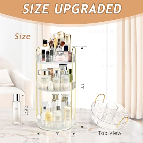 Rotating Makeup Organizer for Vanity, 9" D x 19" H - Image 3