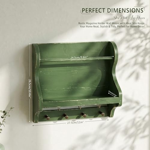 Pine Wood Mail Organizer Wall Mount with 7 key Hooks - Image 3