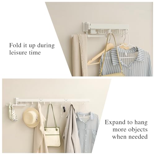 Wall Mounted Clothes Drying Rack Tri-Fold, White - Image 6
