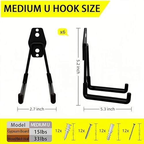 6 Pack Garage Hooks Heavy Duty with Anti-Slip Coating | Garage Storage - Image 4