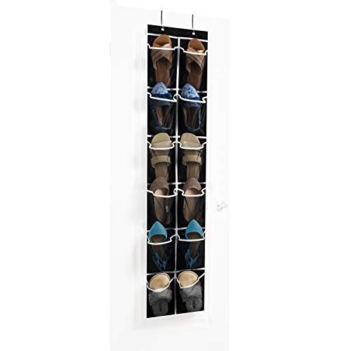 ZOBER Over the Door Shoe Organizer - 12 Mesh Pockets, Space - Image 2