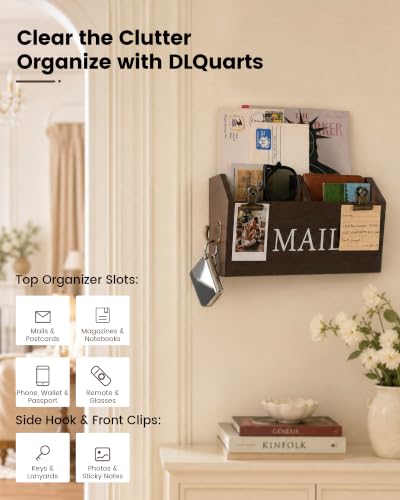 DLQuarts Solid Wood Mail Organizer Countertop or Wall - Image 5