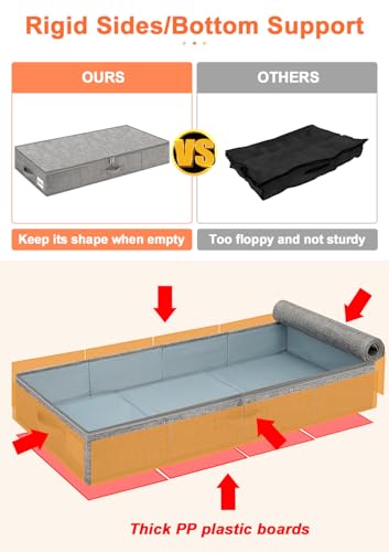 punemi 5 inch High Sturdy Low Profile Under Bed Storage, 2 Pack - Image 4