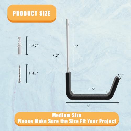 Heavy Duty Wall Mount Hooks, Ladder Hangers for Garage Storage - Image 3