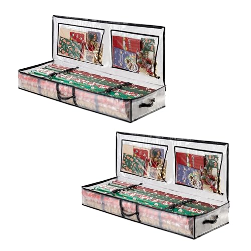 VENO 2 Pack Clear Wrapping Paper Organizer Storage Box - Image 2