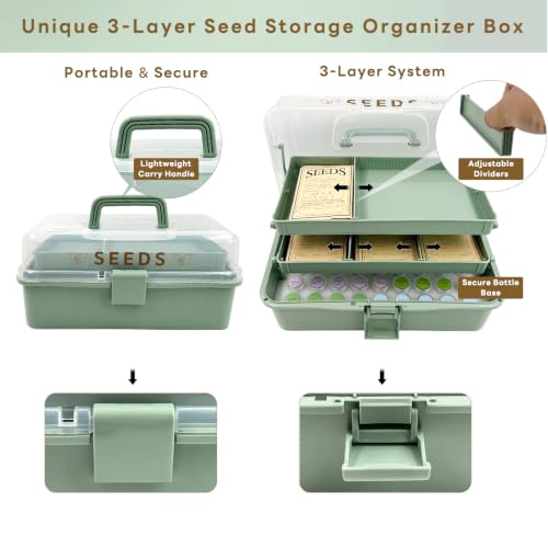 3-Layer Adjustable Seed Storage Organizer Box with Handle - Image 5