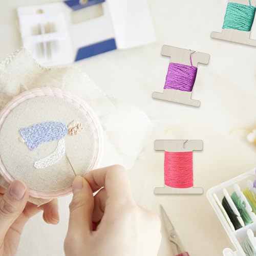 50 PCS Ribbon Storage Organizer, Empty Wooden Flat Spool - Image 3