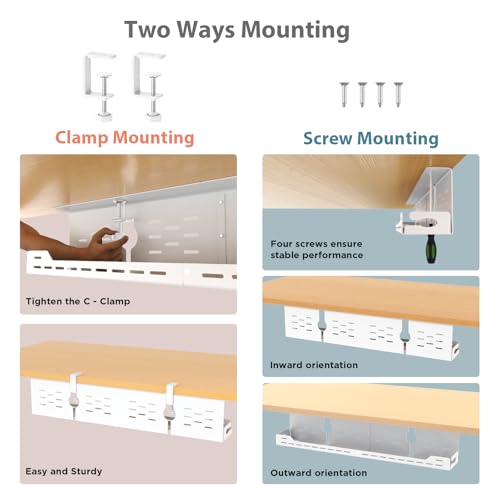 Univivi Under Desk Cable Management Tray, Cable Mana | Cable Managemen - Image 3