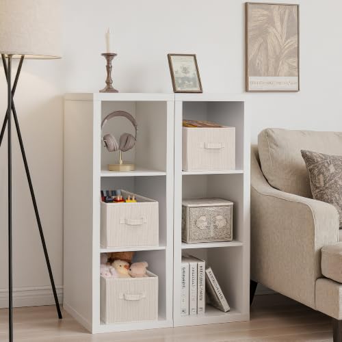 StorageWorks Shelf Organizer Bins, Khaki & Beige Stripes - Image 4