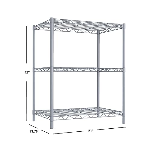 Home Basics Wire Shelving Storage Unit (3 Tier, Grey) - Image 4
