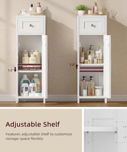 9.8"W Bathroom Storage Cabinet with Drawer & Door, Narrow - Image 5