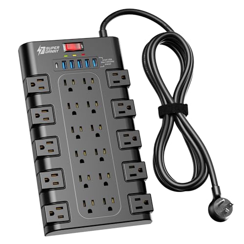 SUPERDANNY Power Strip Surge Protector, 22 AC 6 USB - Image 2
