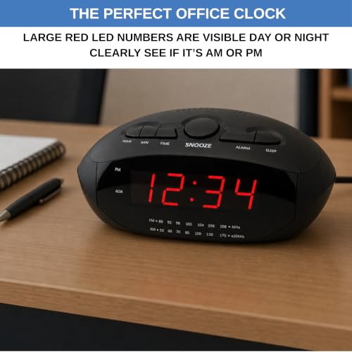 Digital Alarm Clock with Dual USB Ports | AM/FM Clock Radio - Image 8