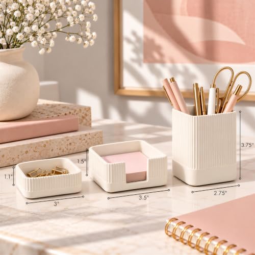 Aesthetic Desk Organizer Set of 3 - Sturdy Concrete Office - Image 3