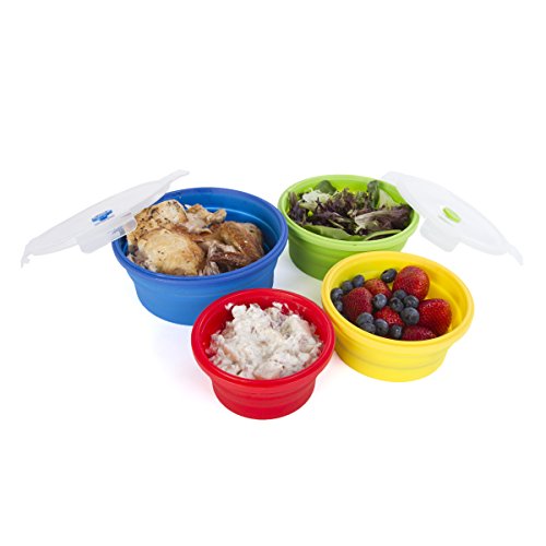 Thin Bins Collapsible Containers Set of 4 Round Silicone Food - Image 4