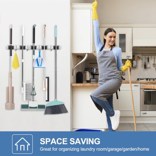 IMILLET 2 Pack Broom Holder Wall Mount Stainless Steel Mop - Image 8