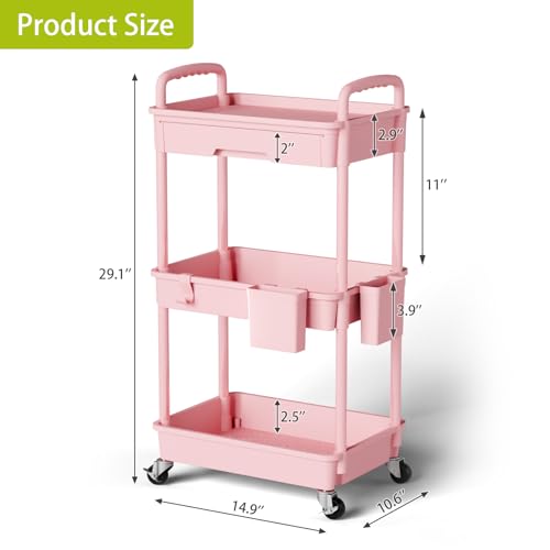 Sorgion 3 Tier Rolling Cart Organizer,Laundry Room - Image 4