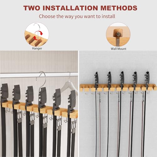 Cuipingoo Belt Hanger for Closet Max 42 Belts, 12+11 Storage (Wood Color) - Image 5
