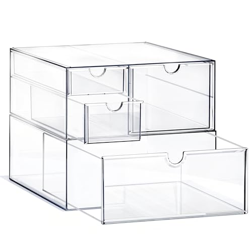 Prsildan Acrylic Drawer Makeup Organizer with 4 Drawers - Image 2