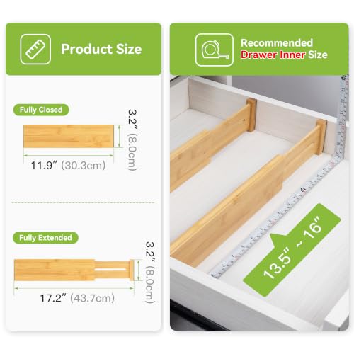Utoplike Bamboo Dresser Drawer Dividers, Expandable Organizer - Image 4