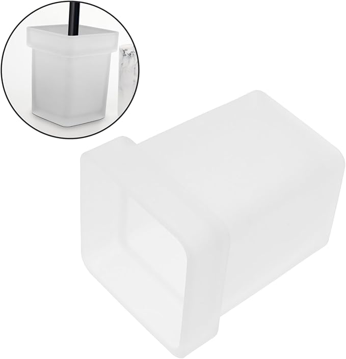 CANIGHT Square Toilet Bowl Brush Holder Cup Frosted Ceramic Bathroom Scrubber Compact Storage for Household Cleaning Suitable for Small Spaces