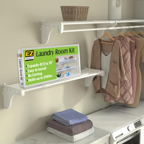 EZ Shelf Expandable Laundry Room Shelving Kit, Wall Mount, White - Image 2