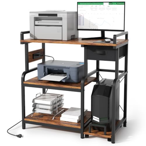 XL Printer Stand with Storage Drawer, 3 Tier Printer Table - Image 2