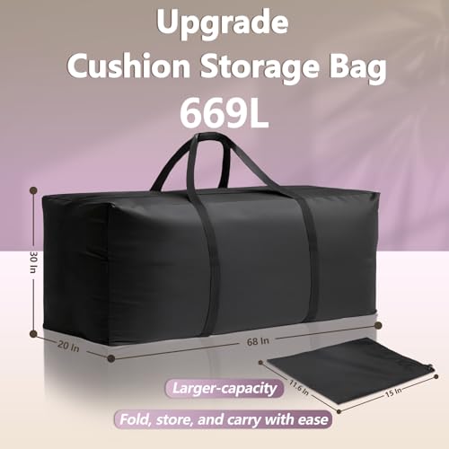 Waterproof Patio Cushion Storage Bag - 68x20x30 Inch Heavy - Image 4