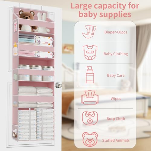 TAHAVICE 1PC Pink Over the Door Nursery Organizer - Image 5
