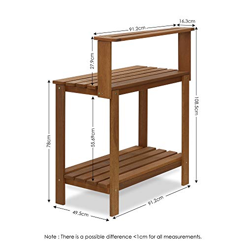 Furinno Tioman Outdoor Hardwood Potting Bench and Backless Bench - Image 4