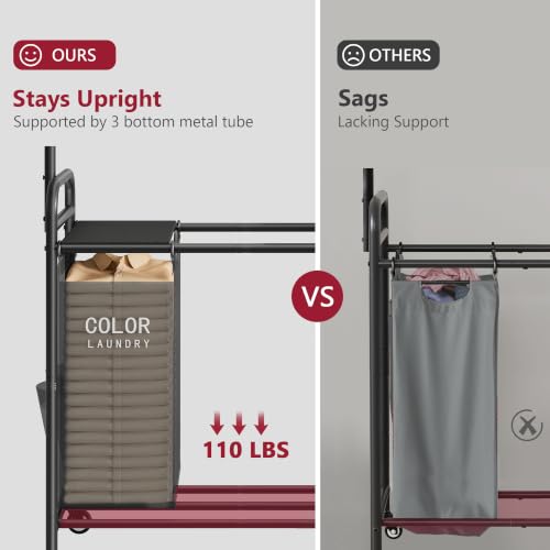 Tajsoon 5 Section Laundry Hamper with Hanging Rack | Home Organization - Image 8