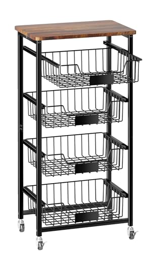 OKZEST 5-Tier Kitchen Storage Cart with 4 Upgraded Drawer Basket - Image 2