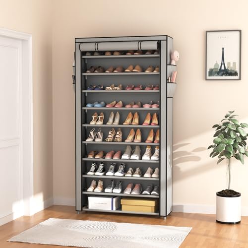 ROJASOP Shoe Rack with Covers, Stackable 10 Tier Tall Shoe - Image 3