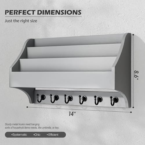 Mail Organizer Wall Mounted with Mail Slot for Home, Gray - Image 3