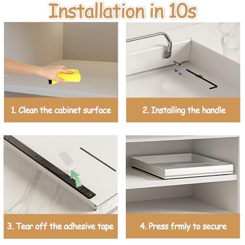 MINGLING 2 Pack Pull Out Cabinet Organizer, Stainless Steel White - Image 6